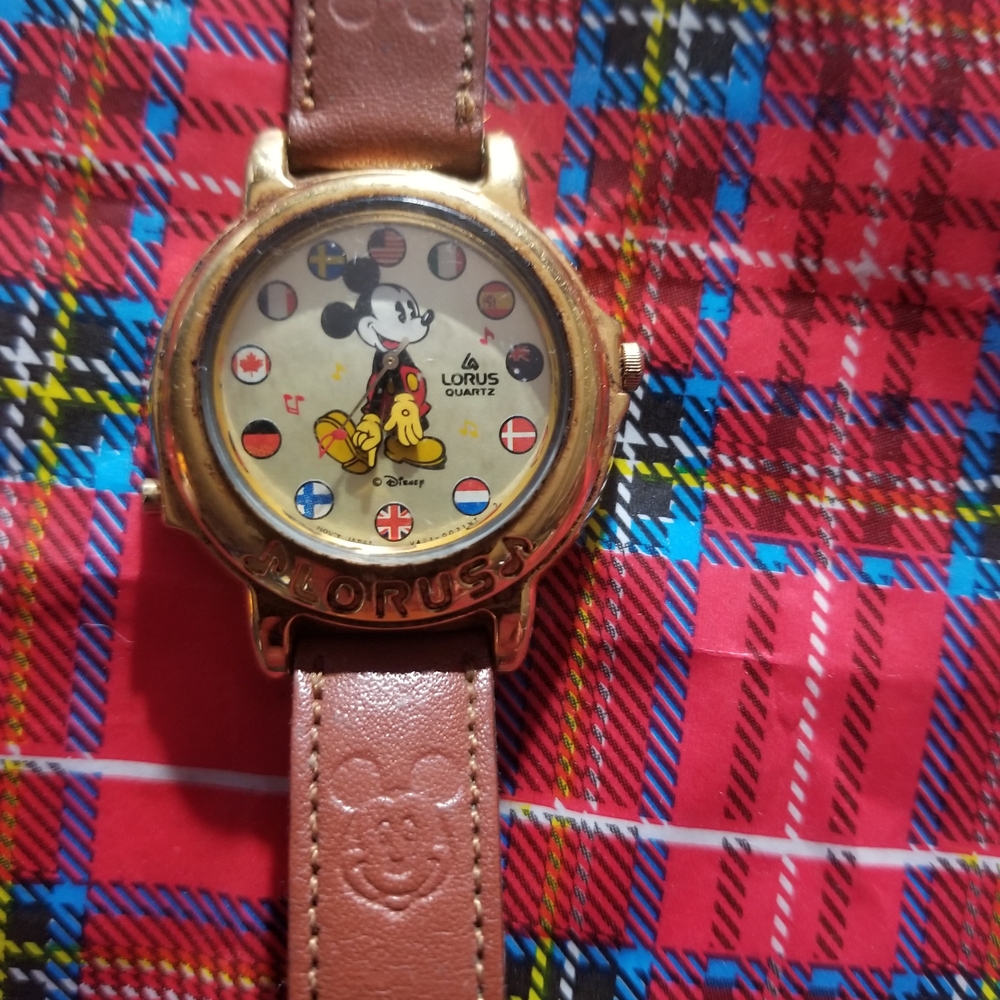Disney Gold and Brown Mickey Mouse Watch